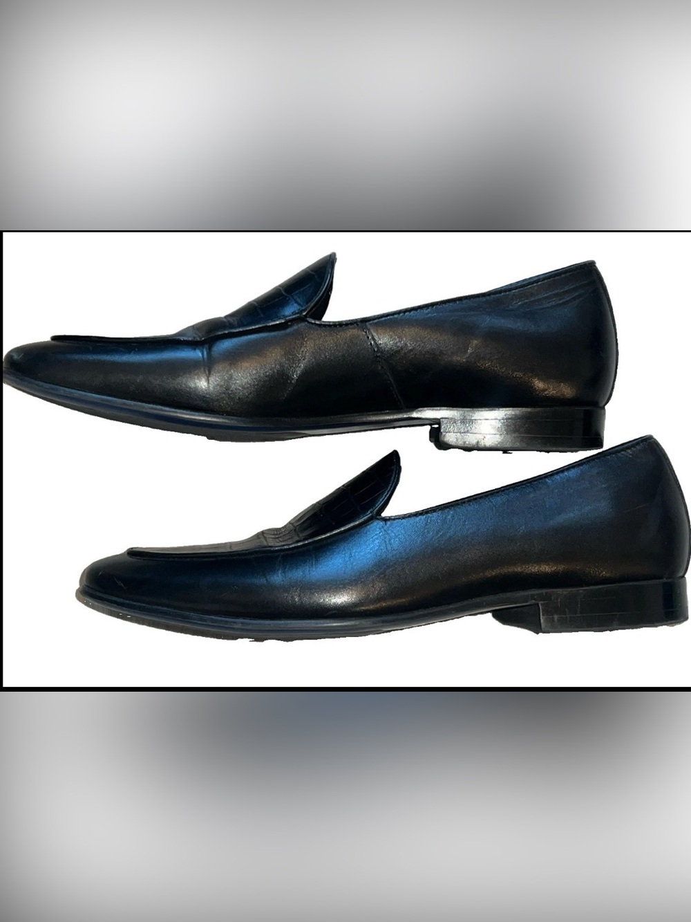 GIFENNSE Handcrafted Men's Dress Leather Loafers Shoes Croc Slip On Black 9 - Picture 2 of 5